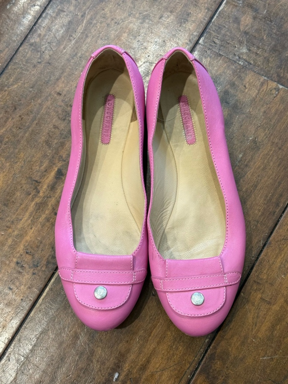 Longchamp Women’s Pink Leather Ballet Flats - Made in Italy 🇮🇹
